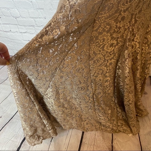 R&M Richards Gold Lace Off-the-Shoulder Dress 10 - Picture 7 of 9